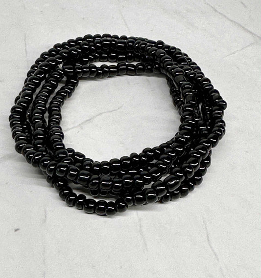 Single Strand Black Seed Bead Stretch Bracelet