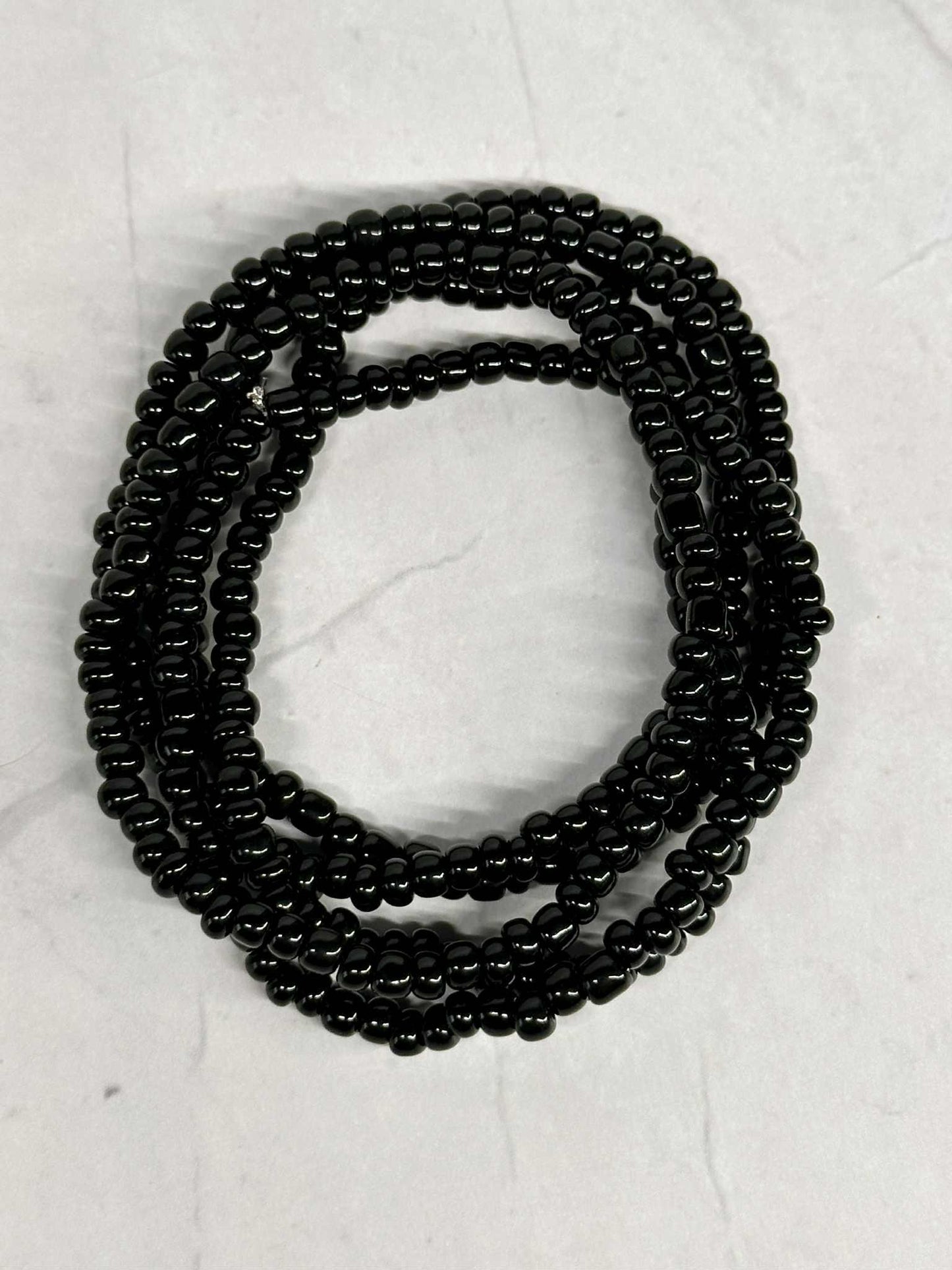 Single Strand Black Seed Bead Stretch Bracelet