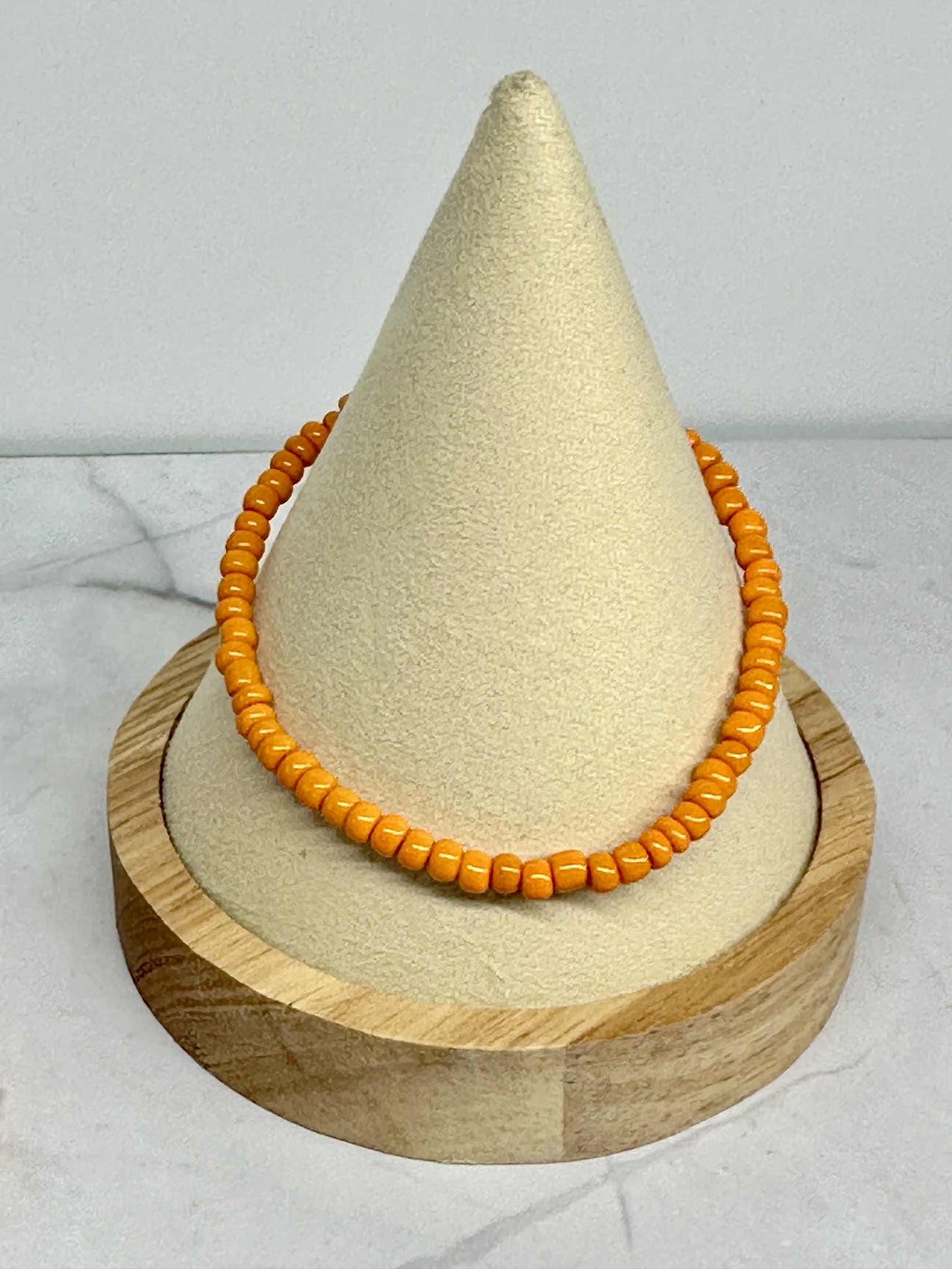 Single Strand Orange Seed Bead Bracelets
