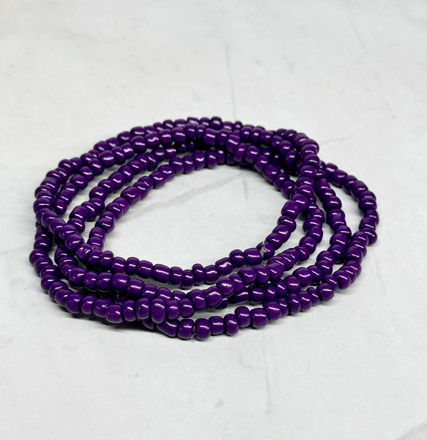 Single Strand Dark Purple Seed Bead Stretch Bracelet