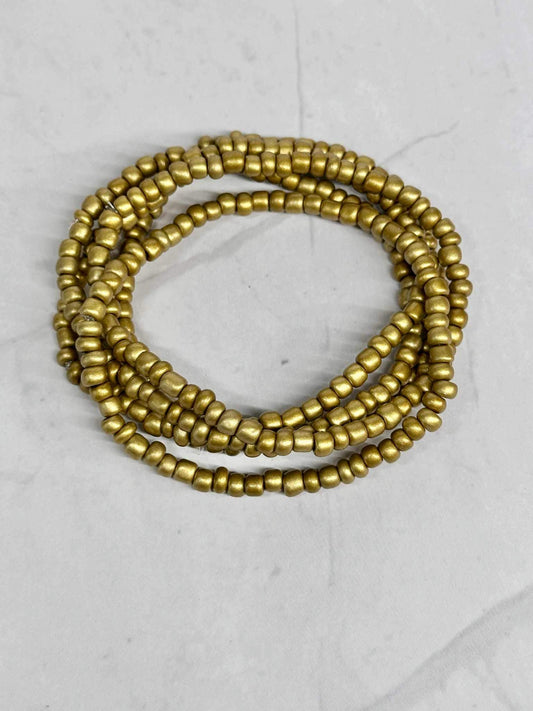 Single Strand Gold Seed Bead Stretch Bracelet