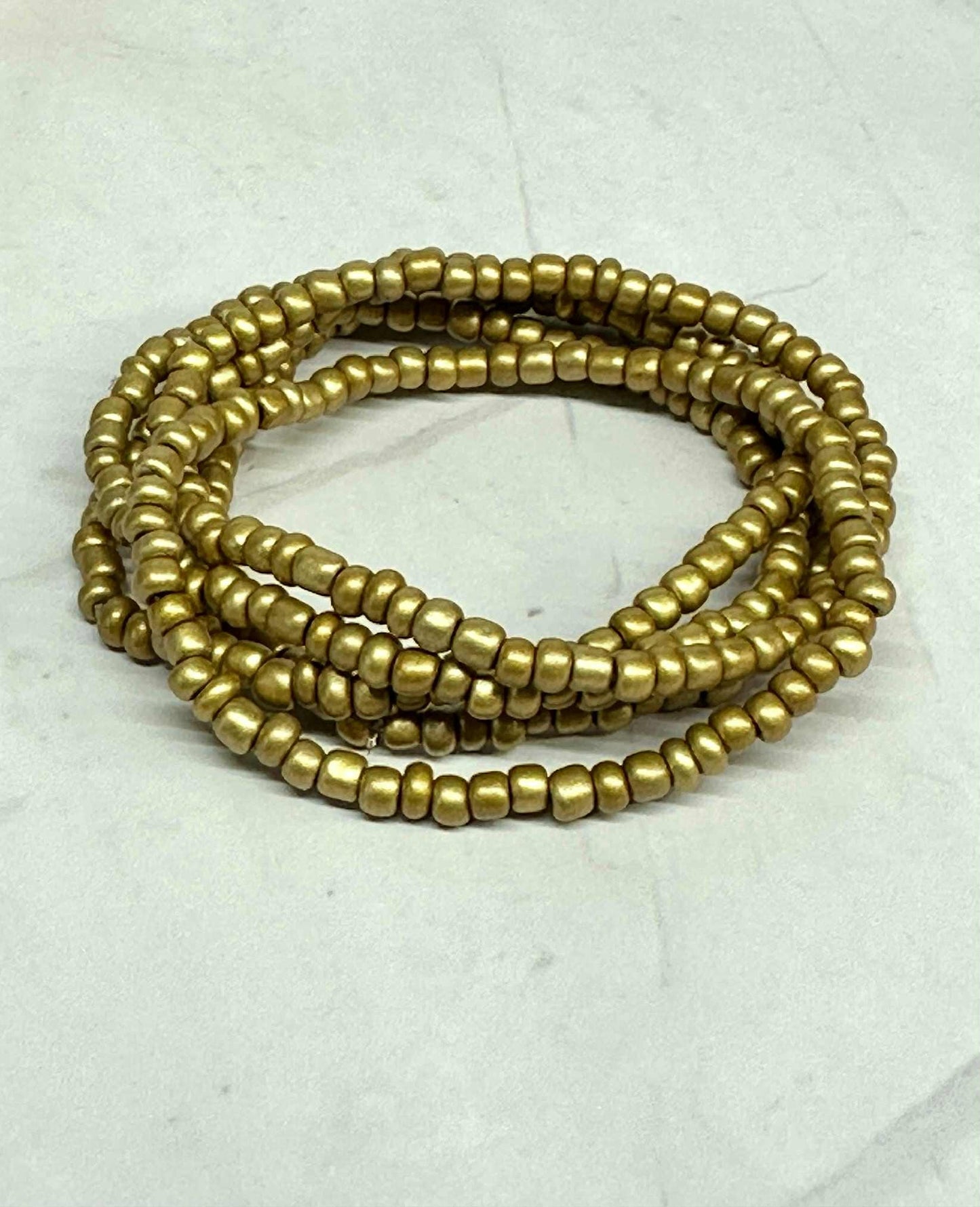 Single Strand Gold Seed Bead Stretch Bracelet