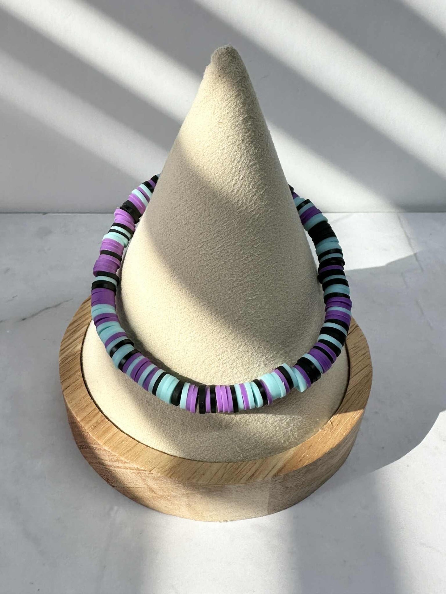 Single Strand Midnight Aurora Clay Stretch Bracelet