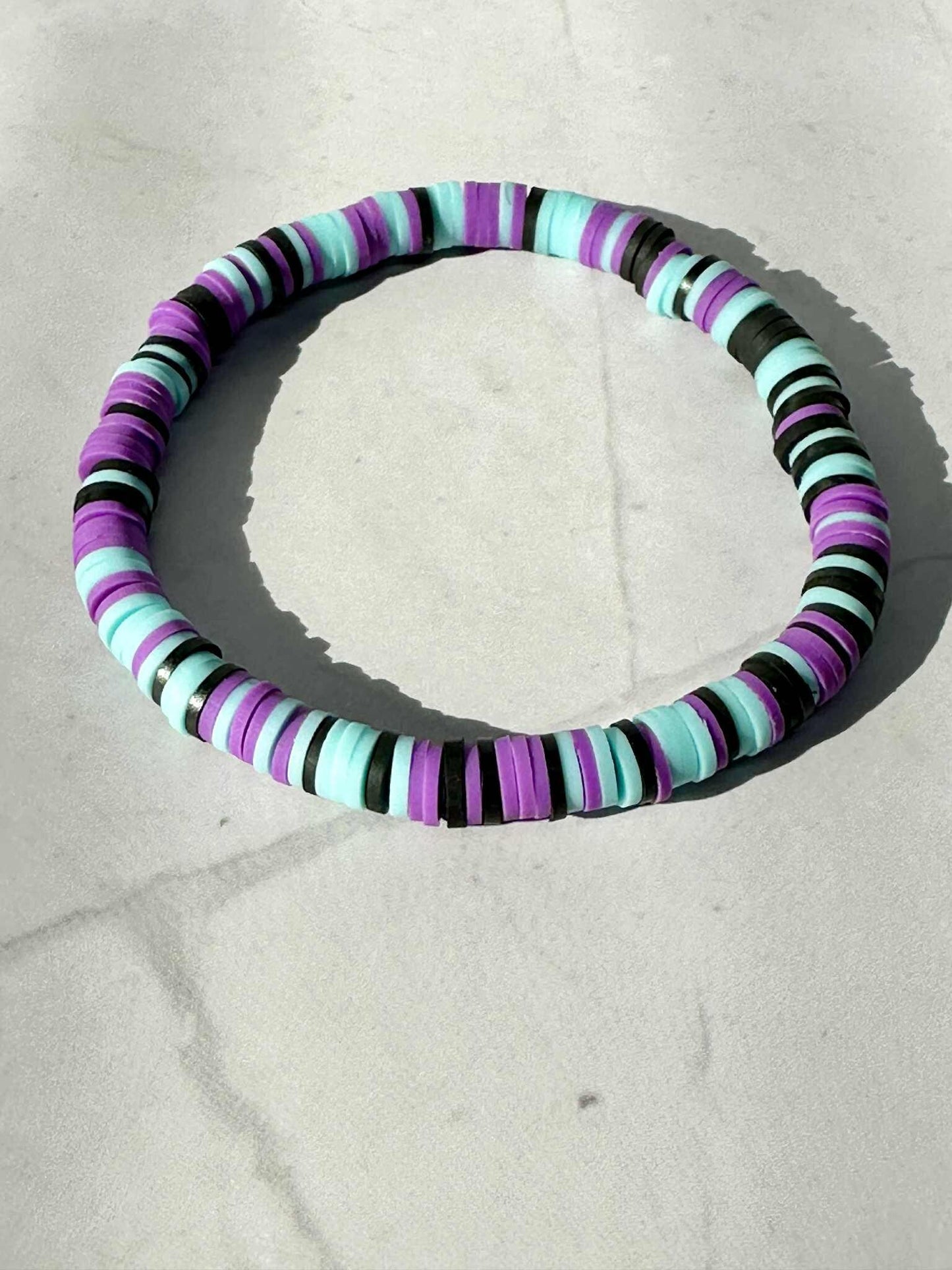 Single Strand Midnight Aurora Clay Stretch Bracelet