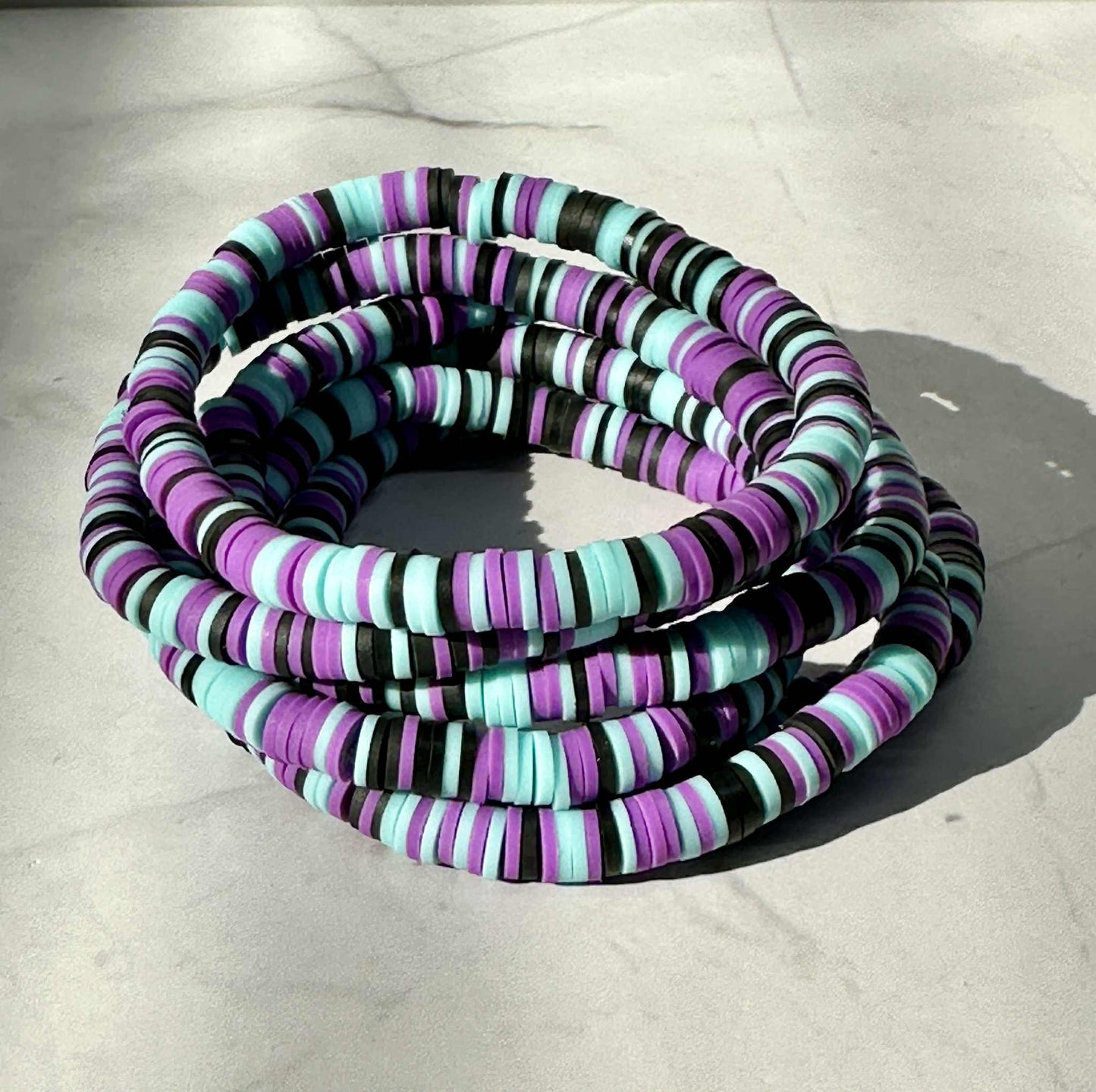 Single Strand Midnight Aurora Clay Stretch Bracelet