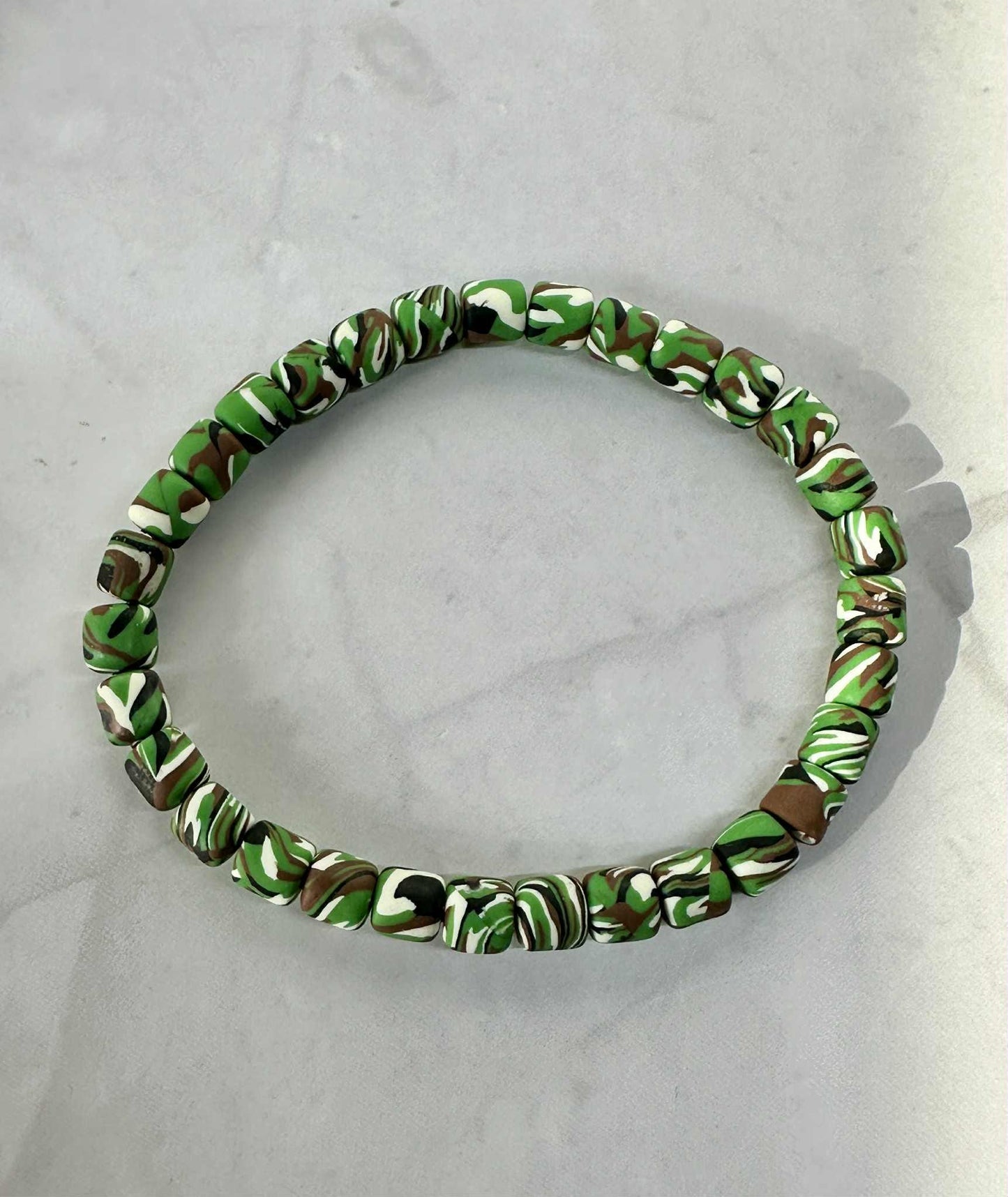 Single Strand Camo Clay Stretch Bracelet