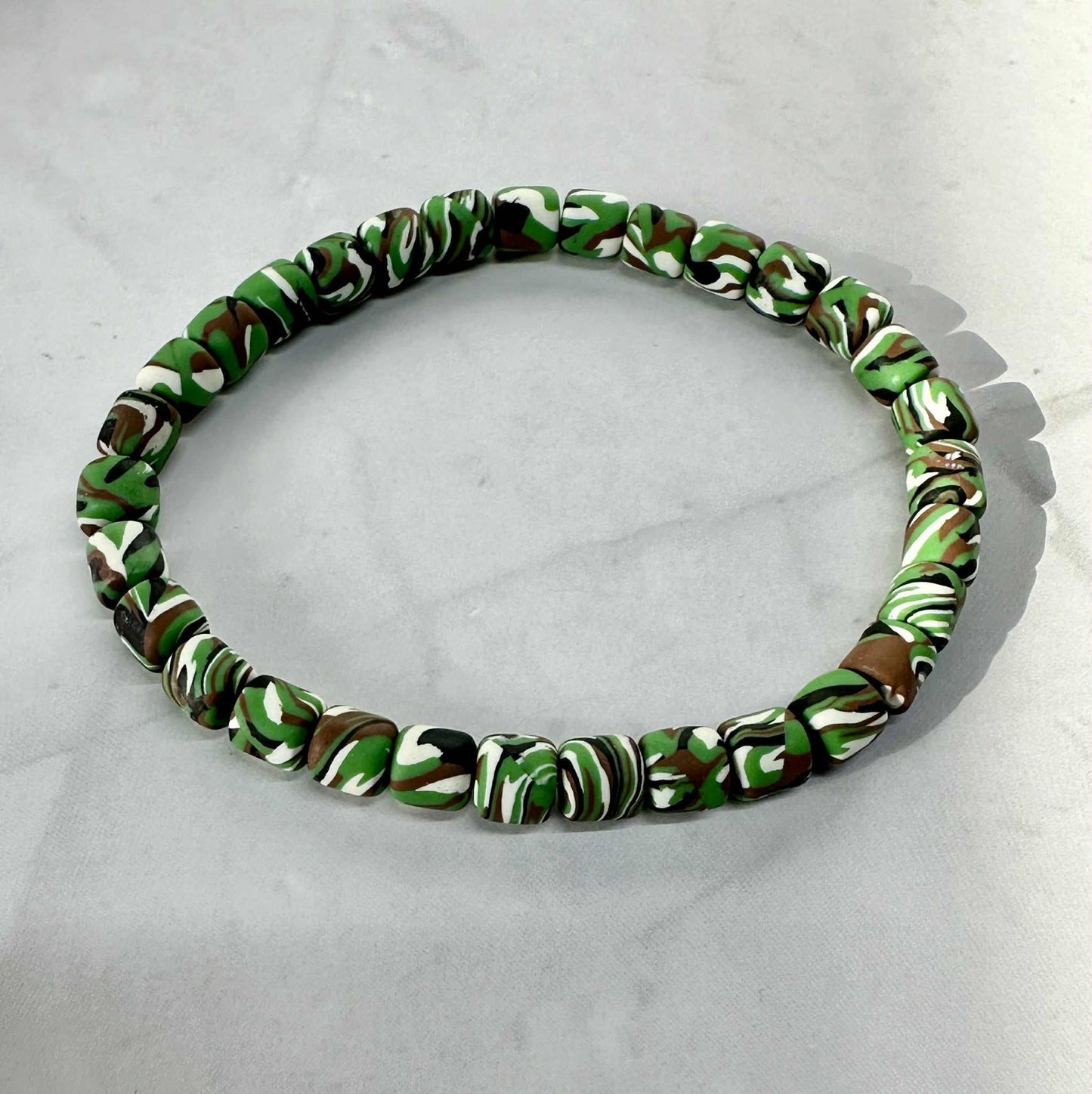 Single Strand Camo Clay Stretch Bracelet