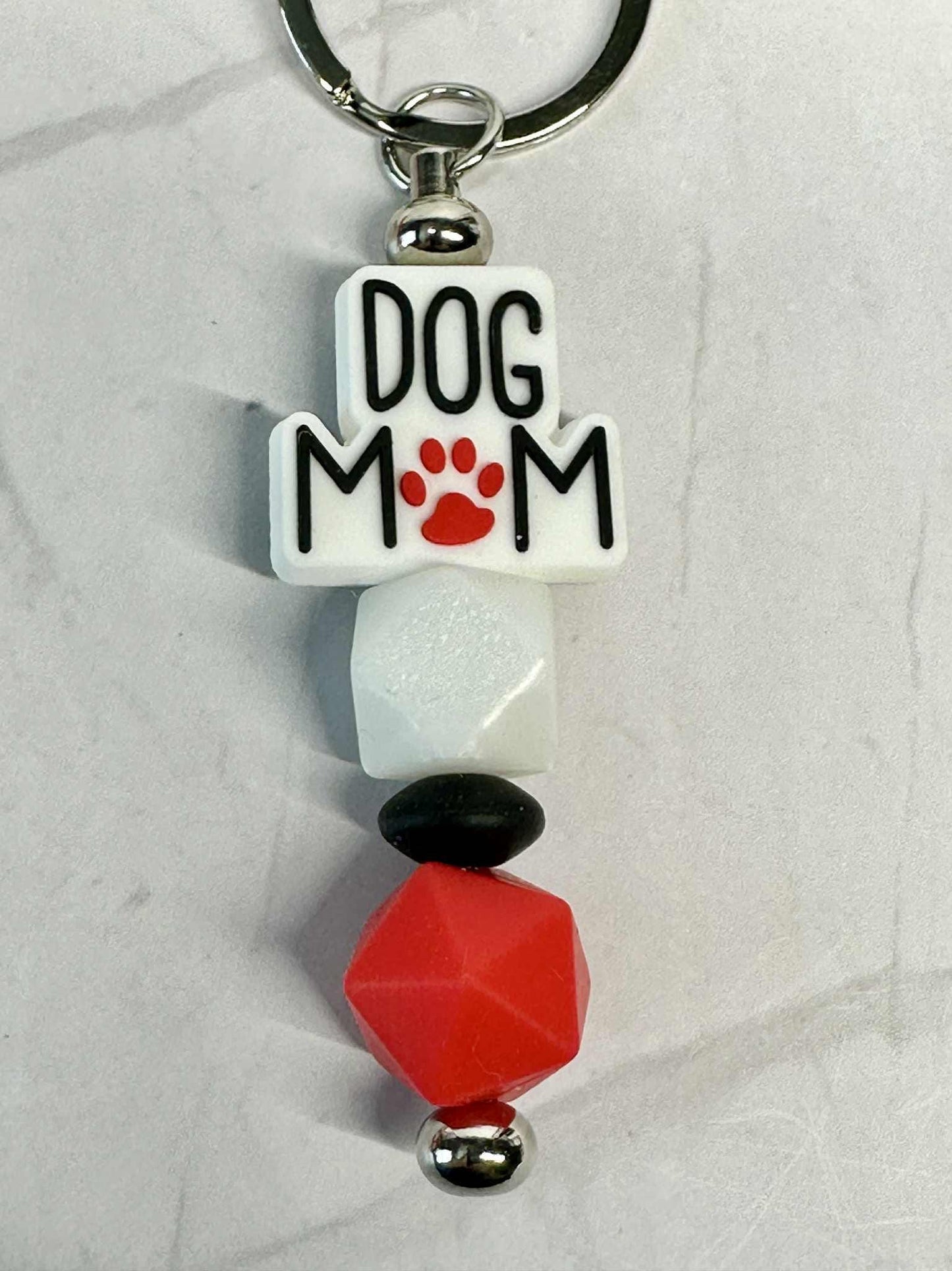 Cute Dog Mom Silicone Keychain, Silicone Bead Keychain, Zipper Pull