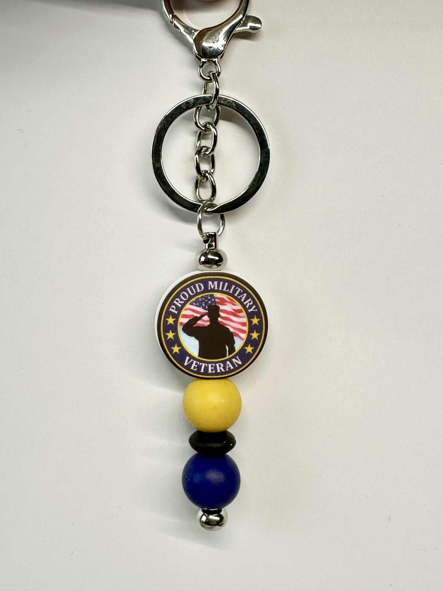 Proud Veteran Silicone Keychain, Silicone Bead Keychain, Zipper Pull