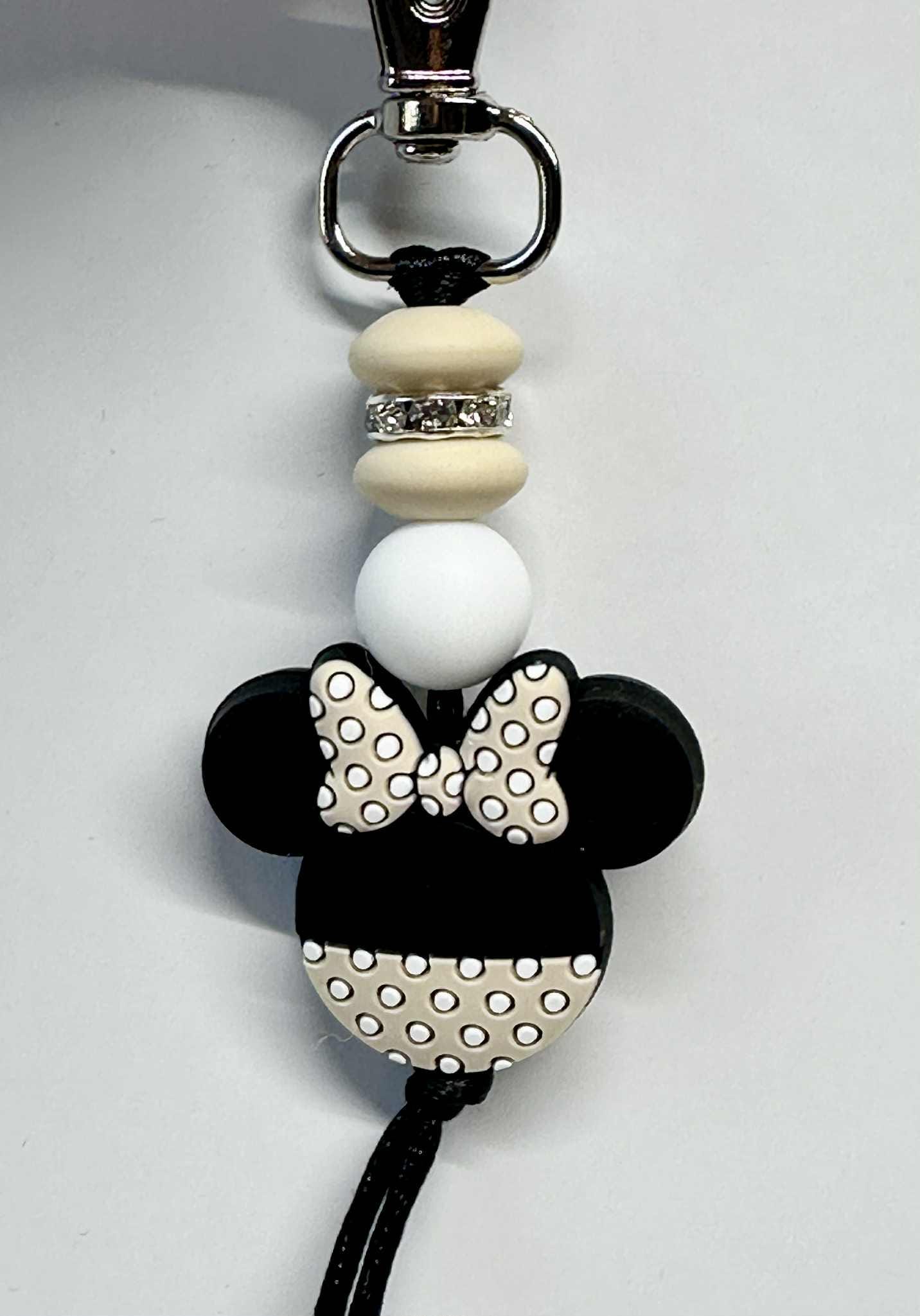 Polka Dot Bow Silicone Bead Keychain, Purse Charm, Silicone Bead Keychain, Zipper Pull