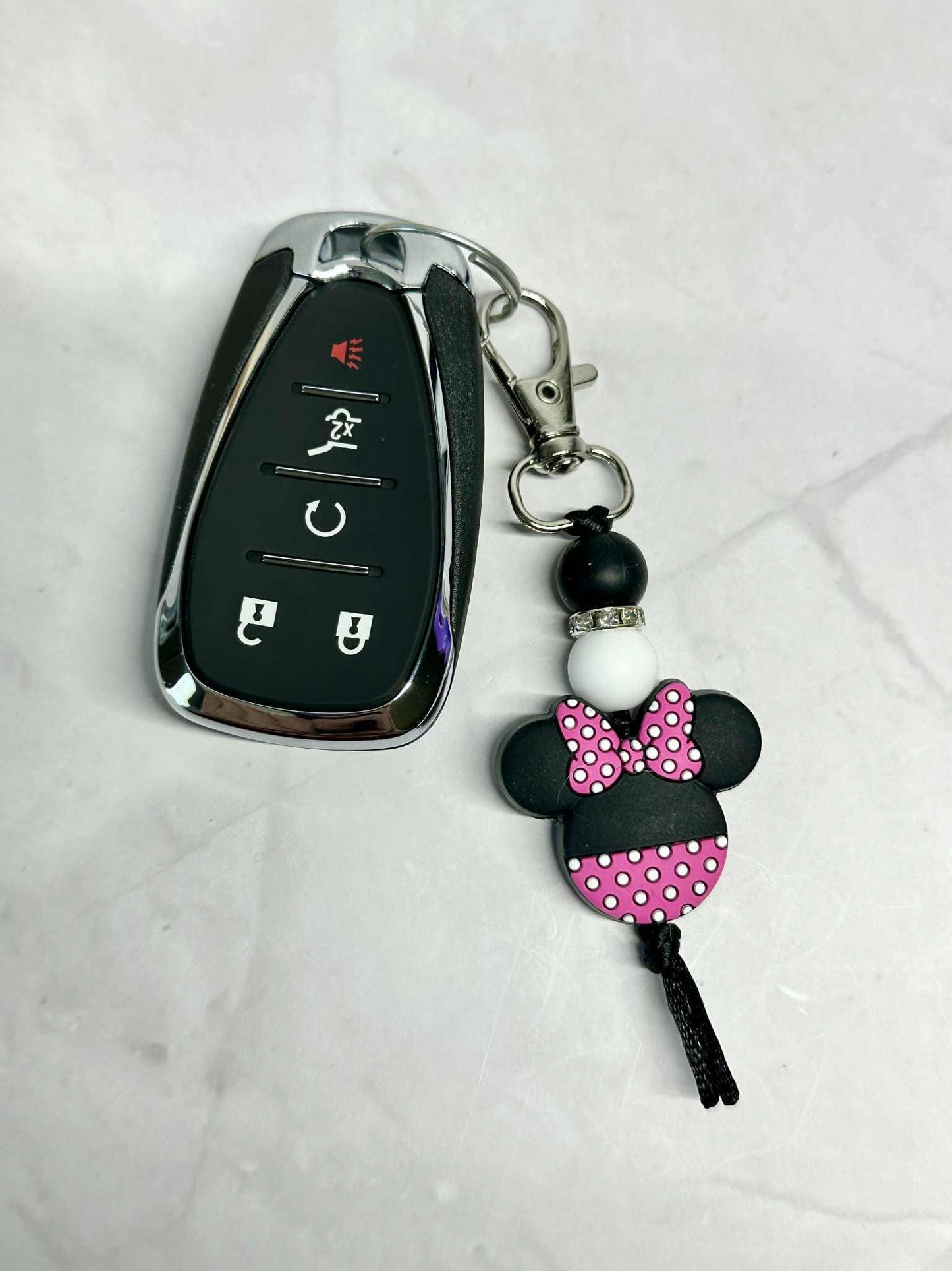 Polka Dot Bow Silicone Bead Keychain, Purse Charm, Silicone Bead Keychain, Zipper Pull