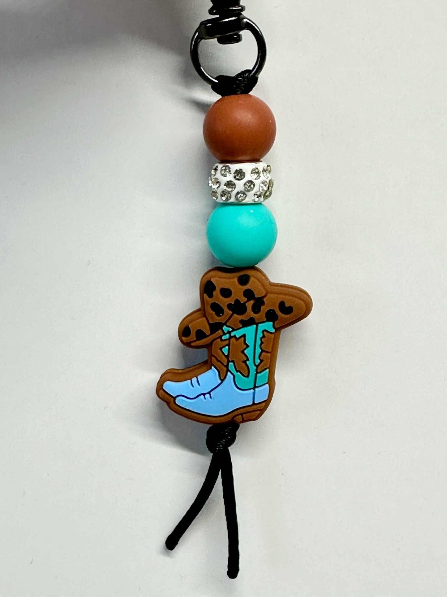 Cowboy Boots Keychains, Silicone Bead Keychain, Zipper Pull