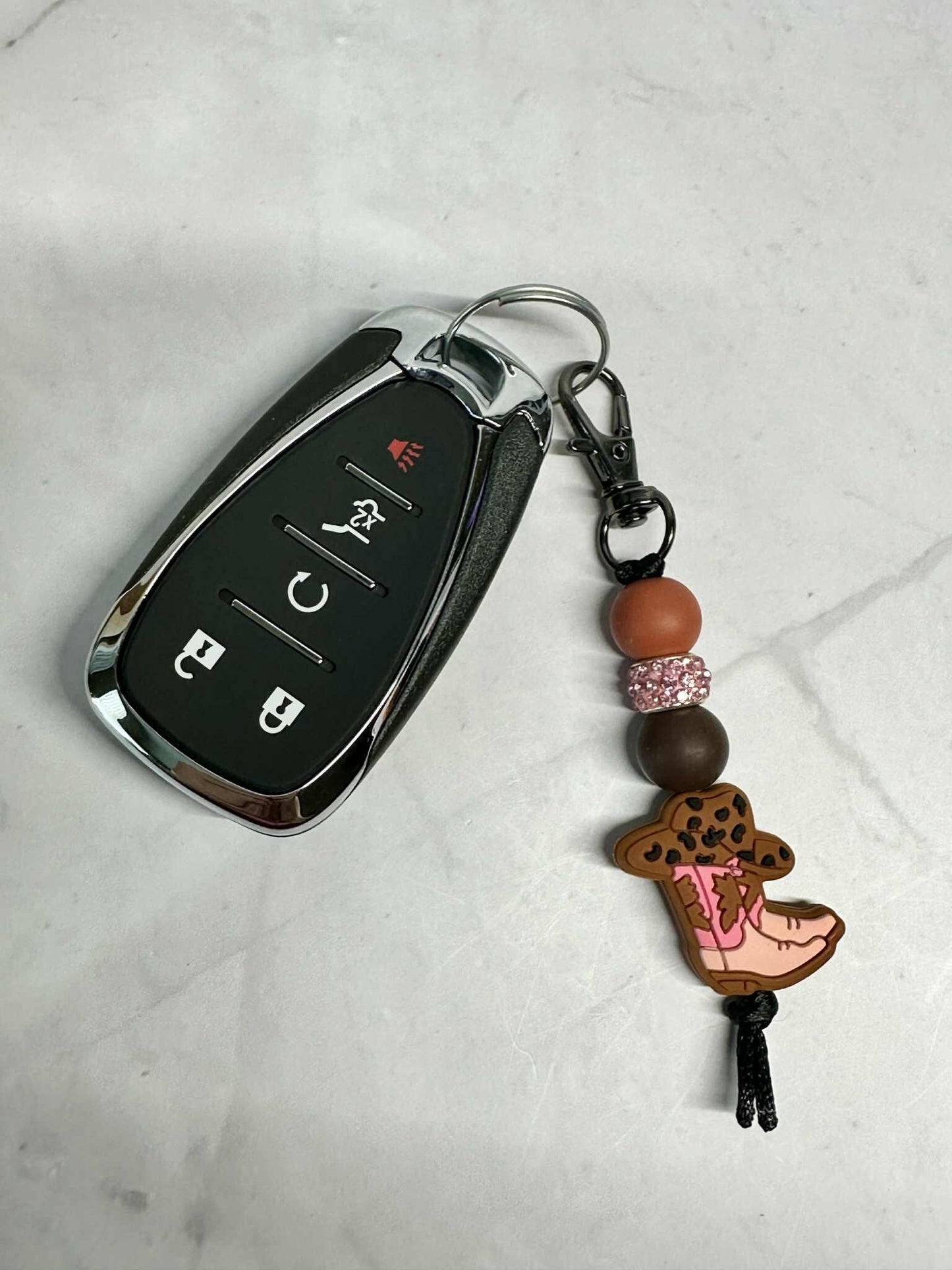 Cowboy Boots Keychains, Silicone Bead Keychain, Zipper Pull