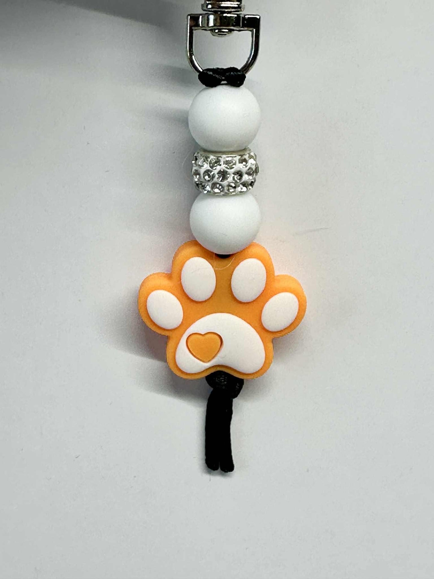 Dog Paw Keychain, Silicone Bead Keychain, Zipper Pull