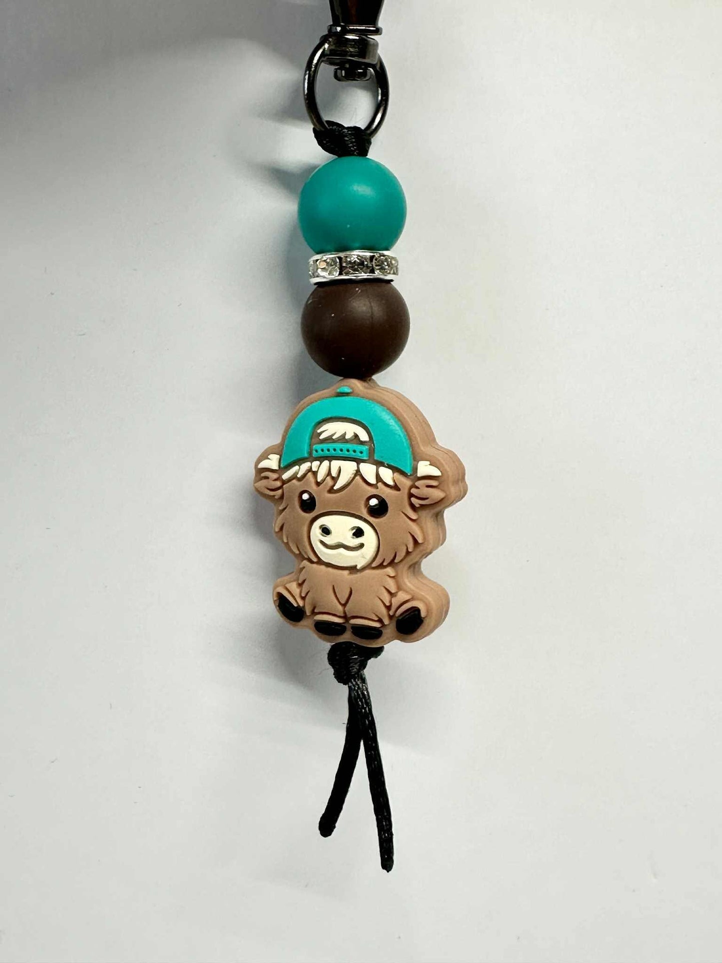 Highland Cow Keychains, Silicone Bead Keychain, Zipper Pull