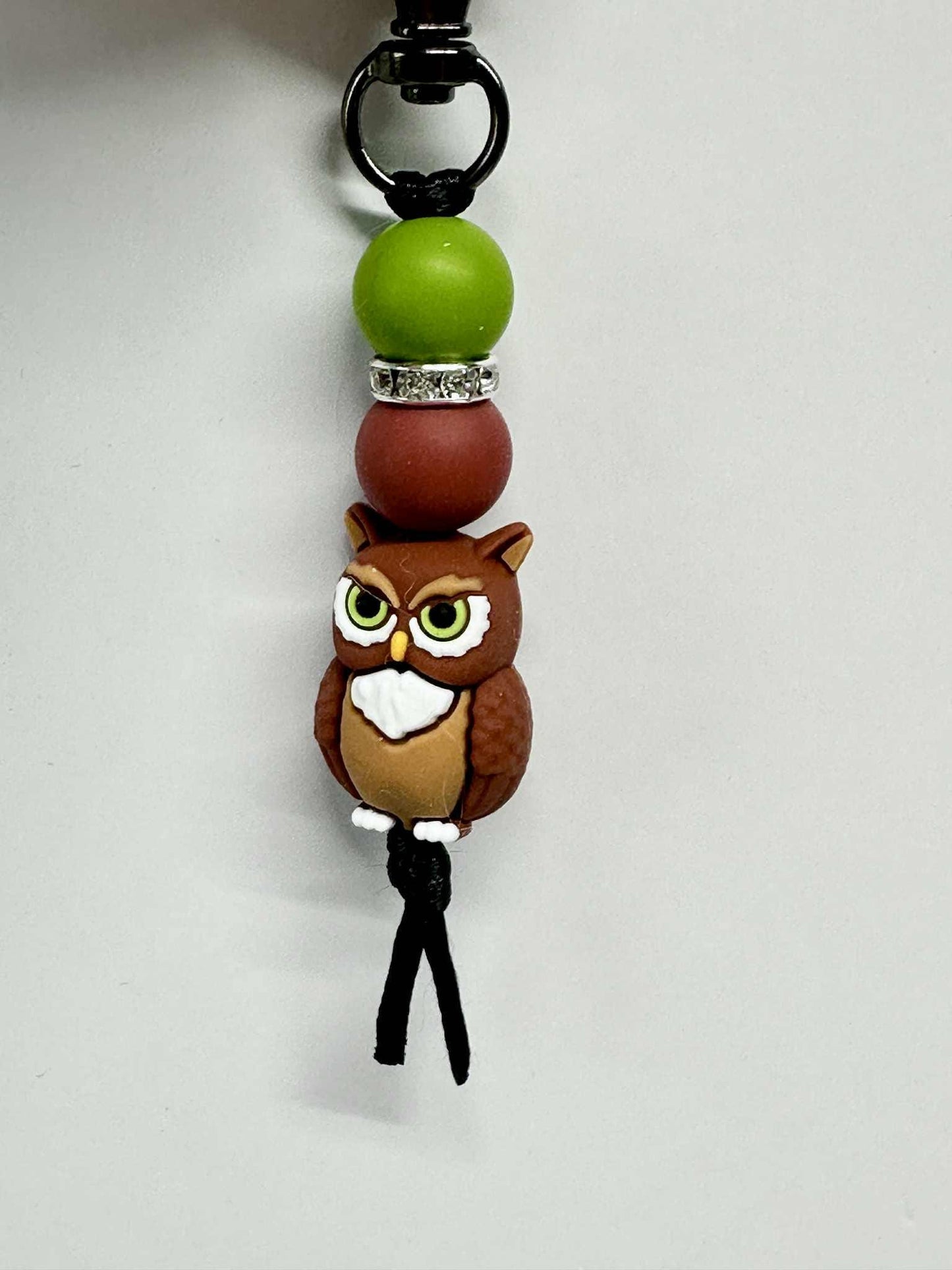 Cute Owl Keychain, Silicone Bead Keychain, Zipper Pull