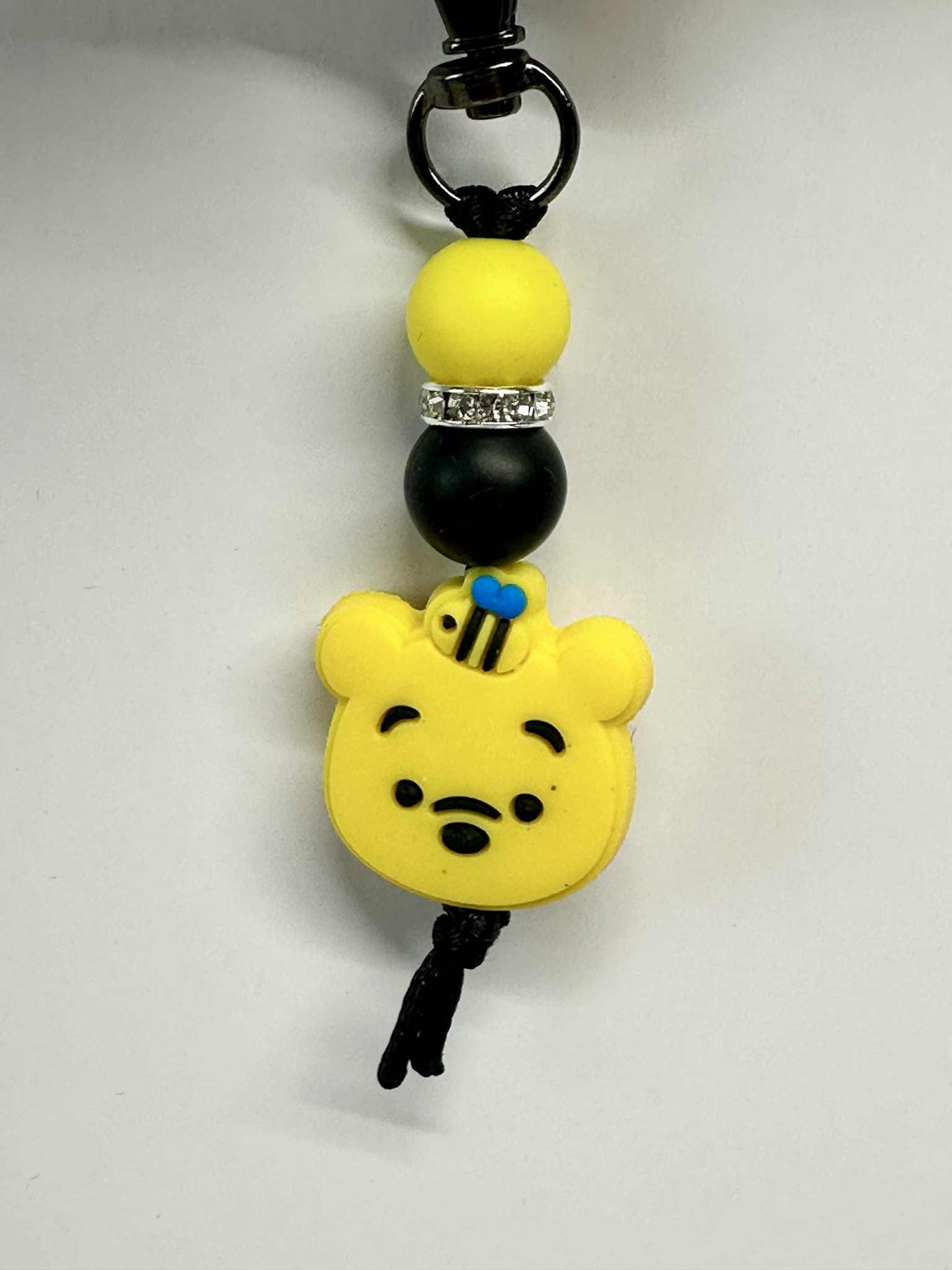 Yellow Bear Keychain, Silicone Bead Keychain, Zipper Pull