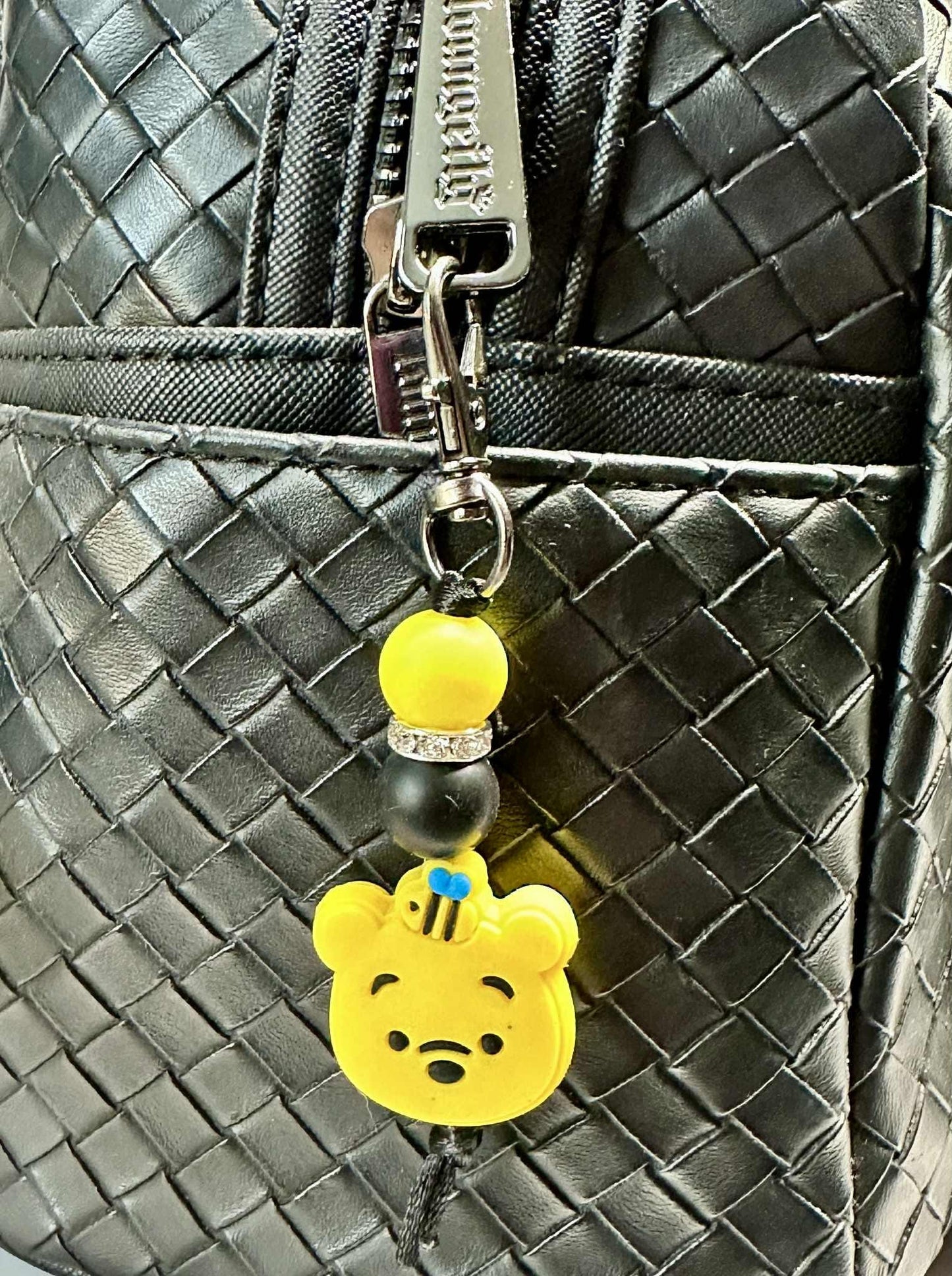 Yellow Bear Keychain, Silicone Bead Keychain, Zipper Pull