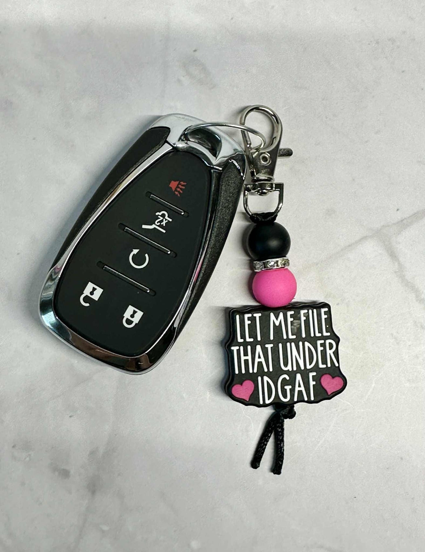 Sarcastic IDGAF Keychain, Silicone Bead Keychain, Zipper Pull