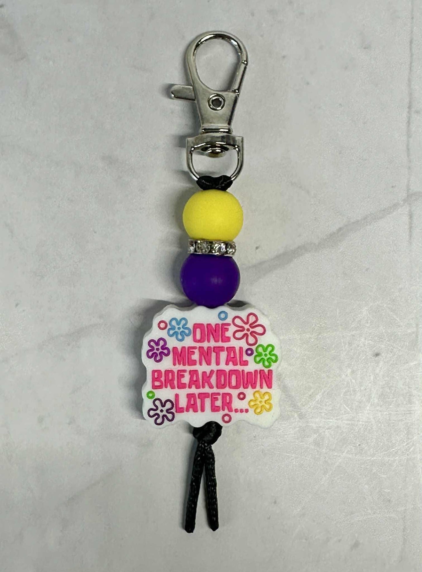 Mental Breakdown Keychain, Silicone Bead Keychain, Zipper Pull