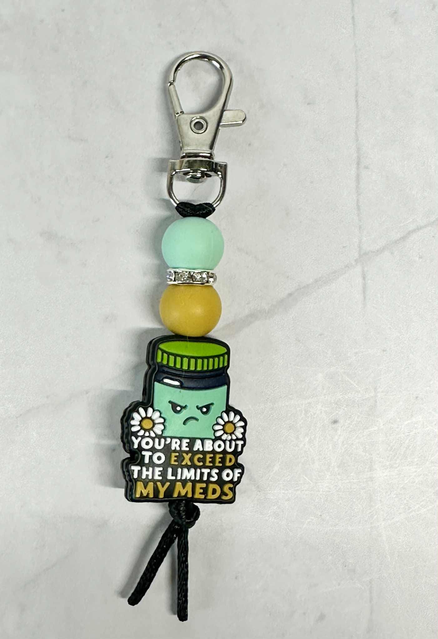 You Are About To Exceed the Limits Of My Medication Keychain, Silicone Bead Keychain, Zipper Pull