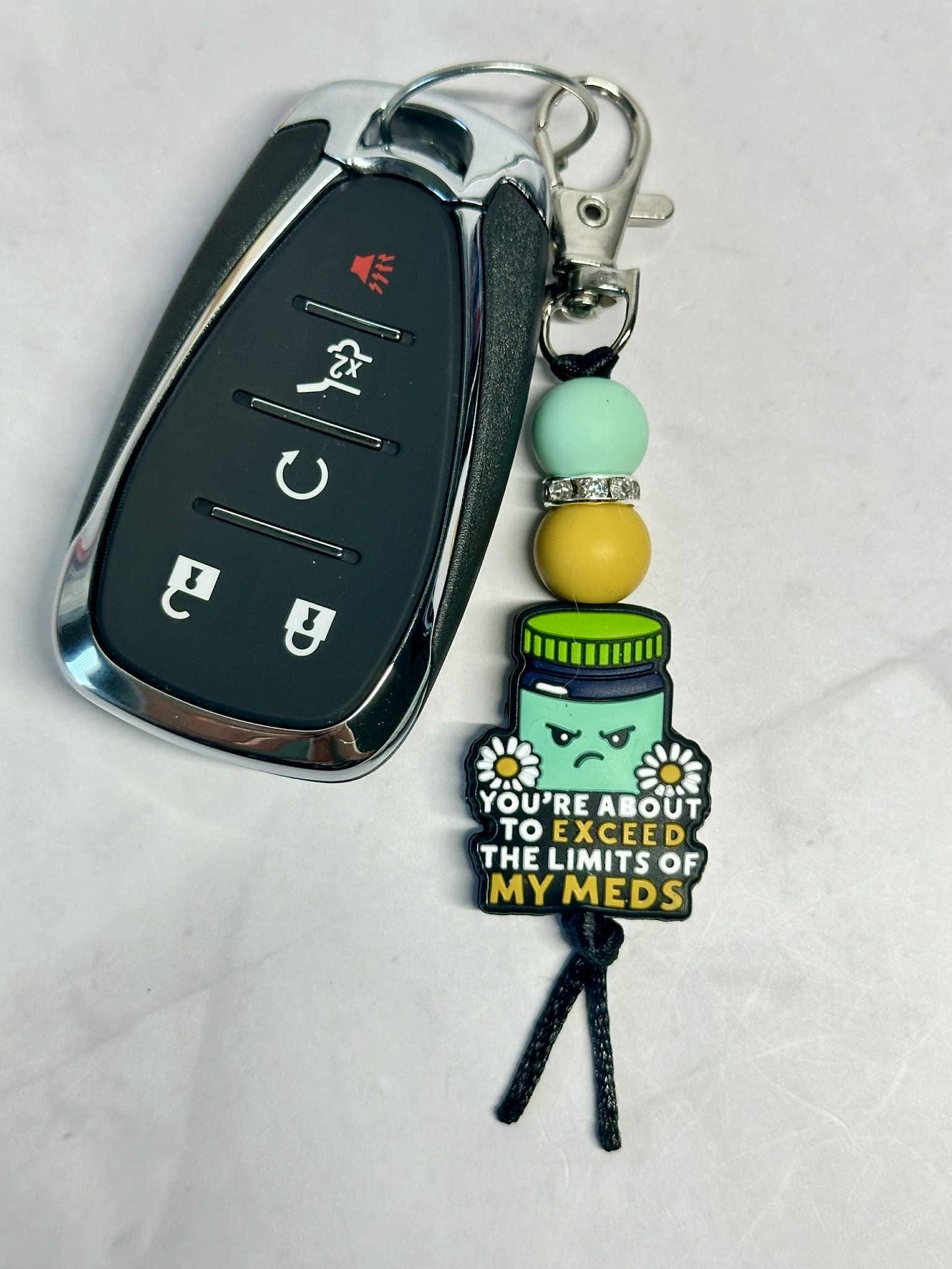 You Are About To Exceed the Limits Of My Medication Keychain, Silicone Bead Keychain, Zipper Pull