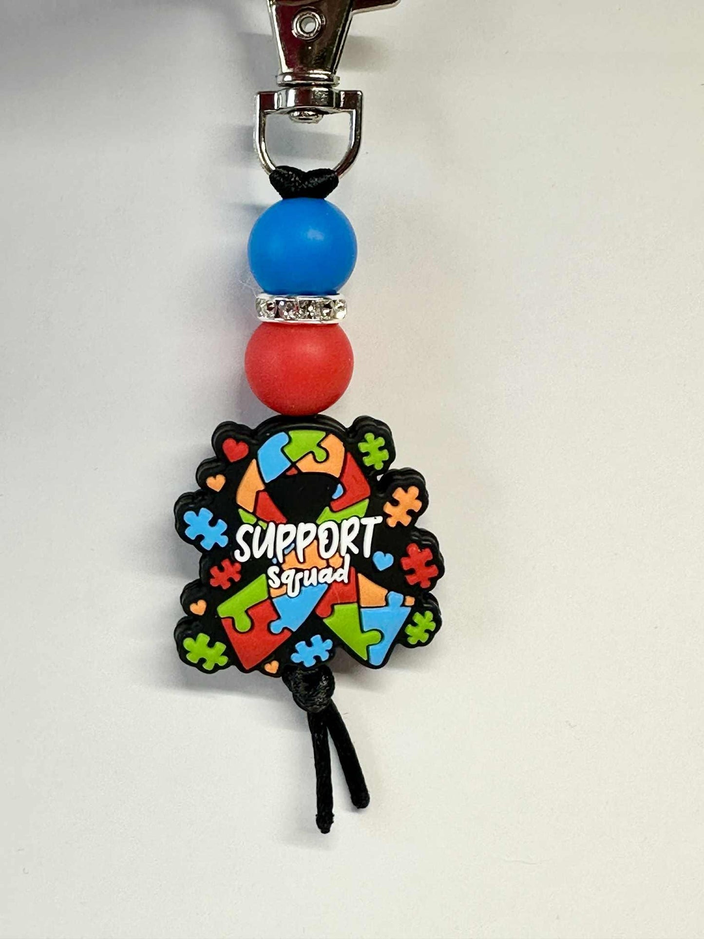 Autism Support Squad Keychain, Silicone Bead Keychain, Zipper Pull