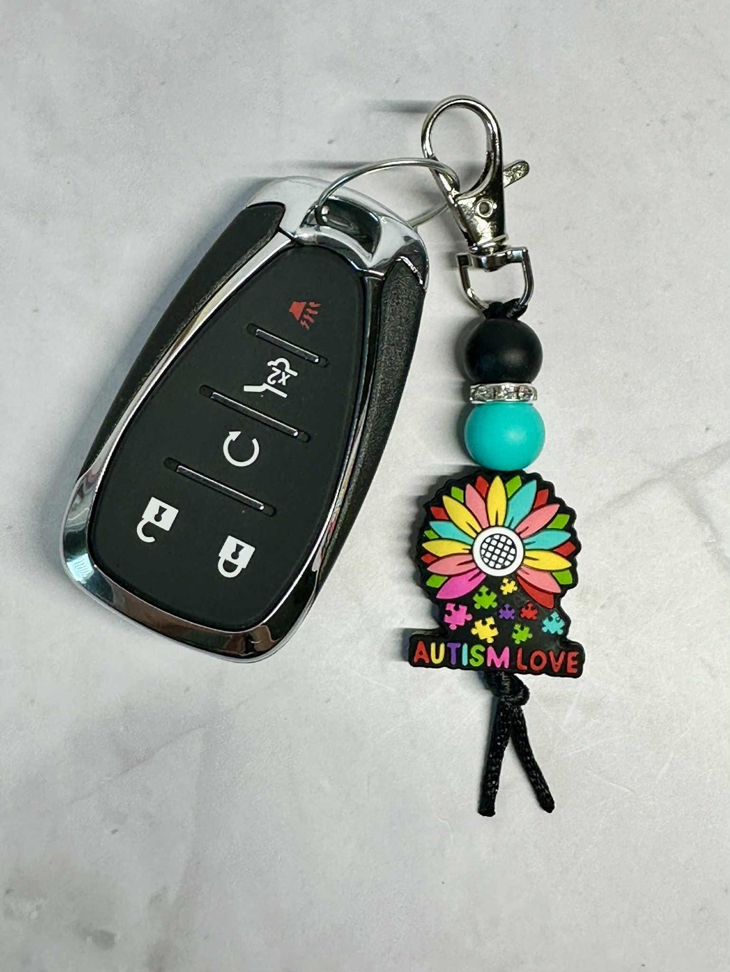 Autism Love Keychain, Silicone Bead Keychain, Zipper Pull