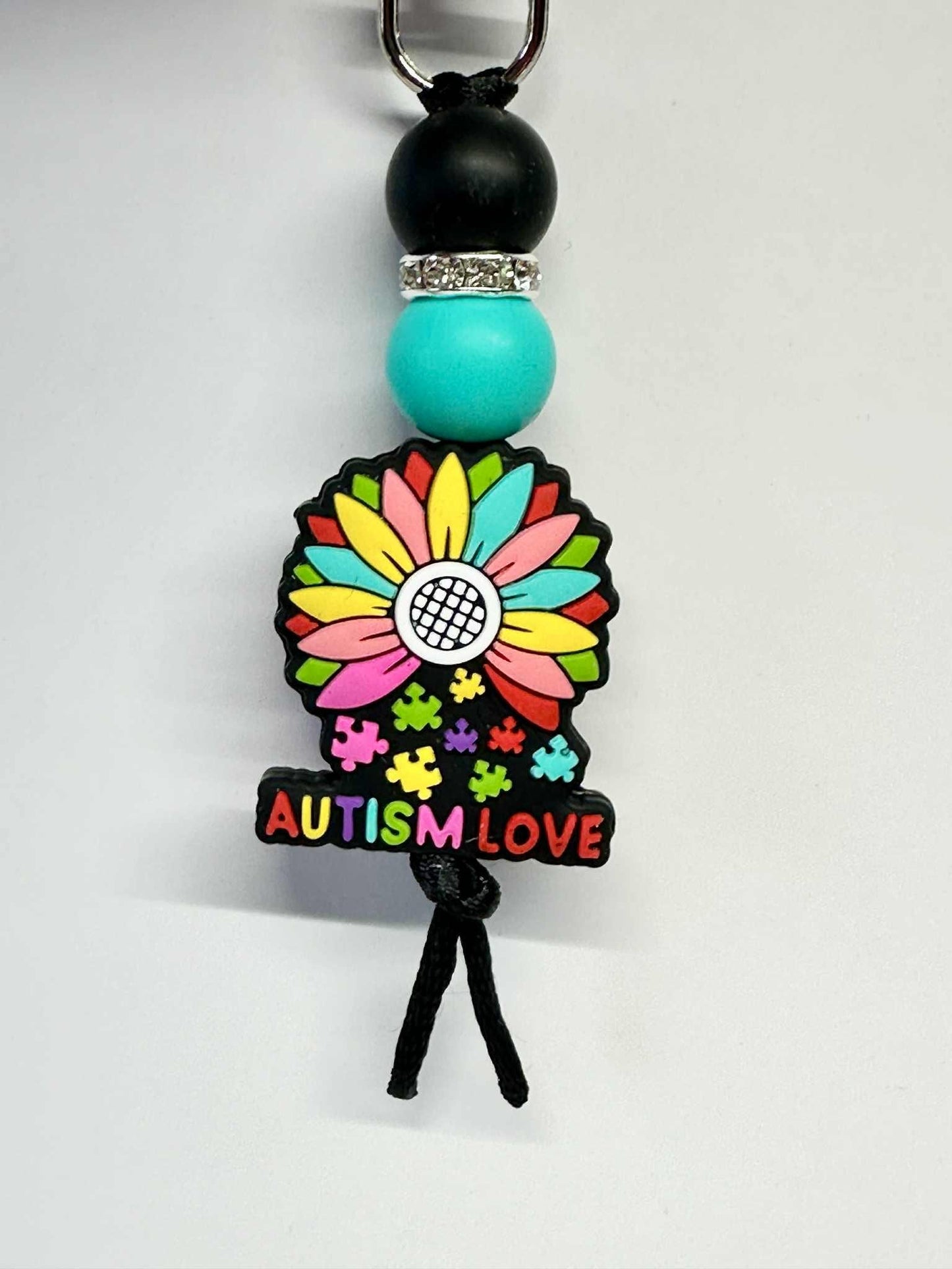 Autism Love Keychain, Silicone Bead Keychain, Zipper Pull
