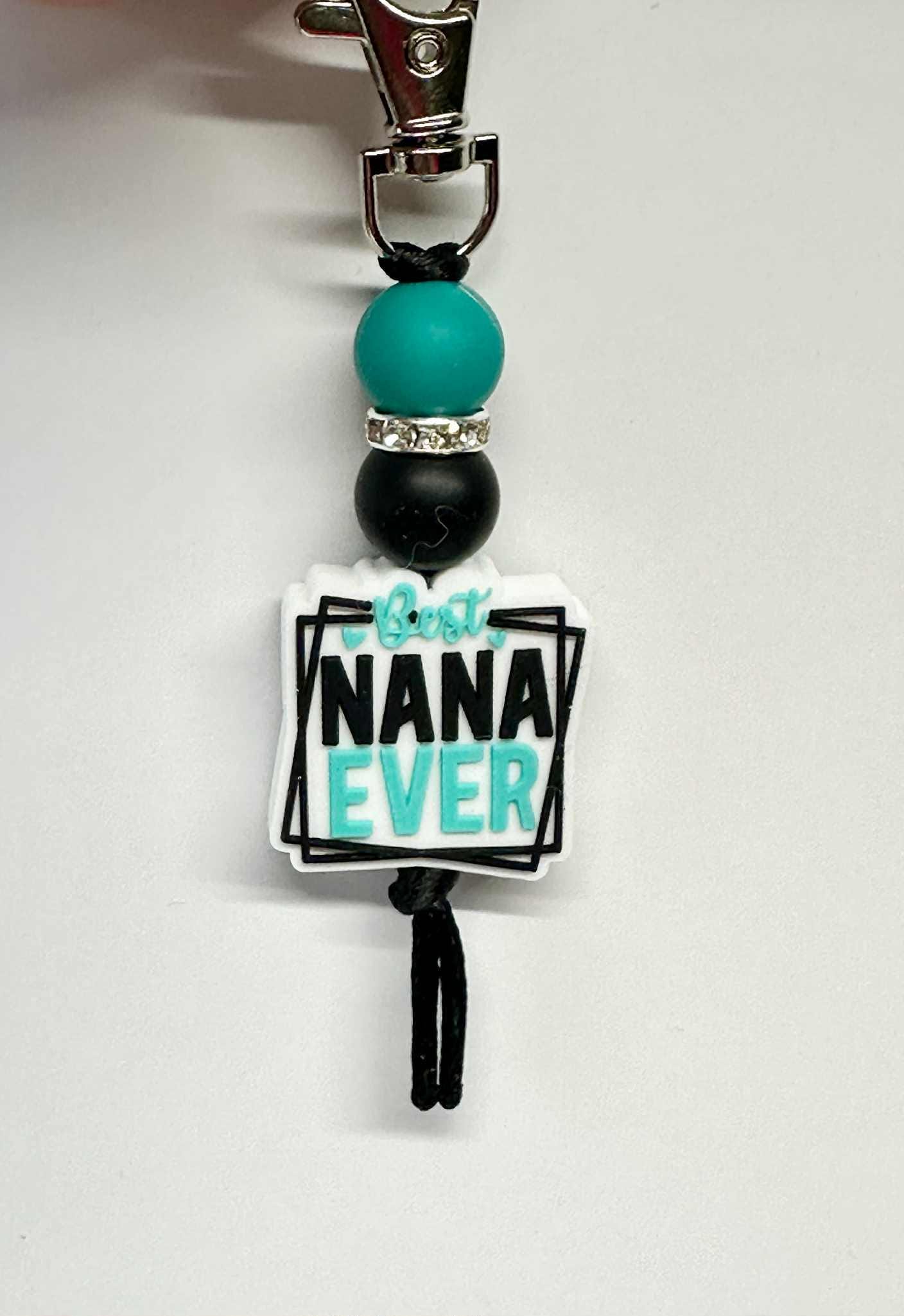 Best Nana Ever Keychain, Silicone Bead Keychain, Zipper Pull