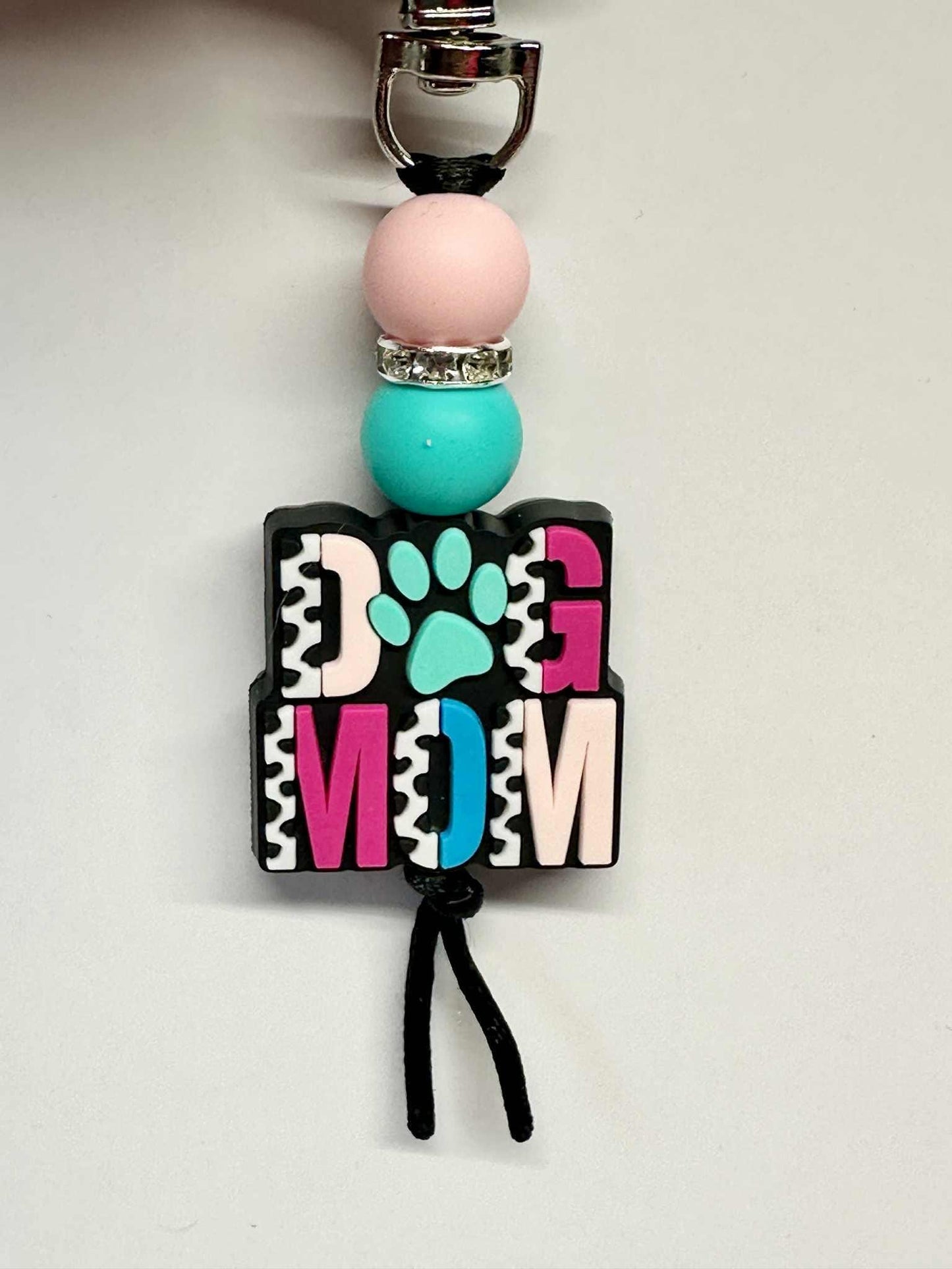 Dog Mom Keychain, Silicone Bead Keychain, Zipper Pull