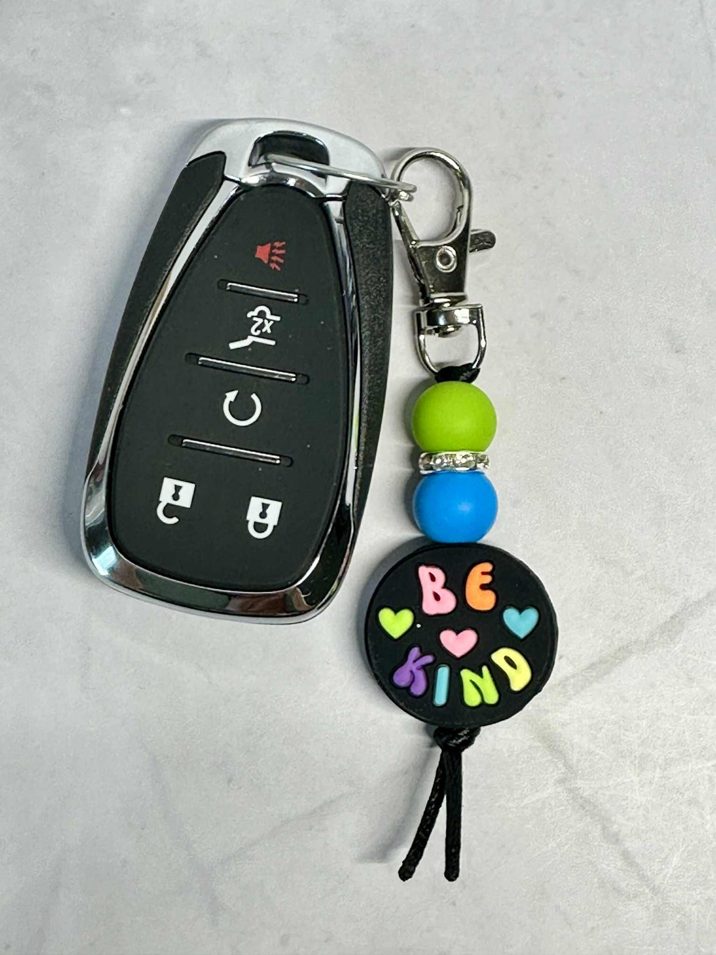 Colorful Be Kind Keychain, Silicone Bead Keychain, Zipper Pull
