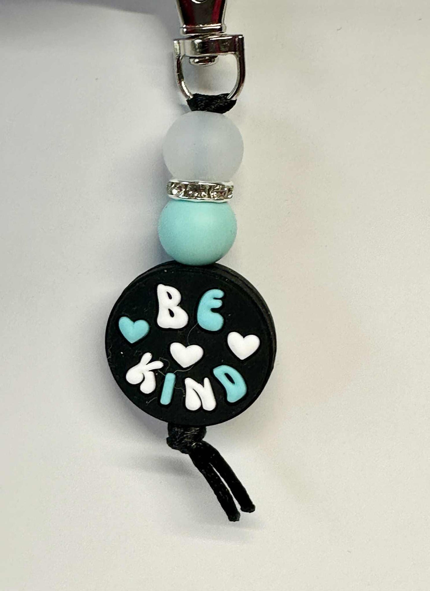Turquoise Be Kind Keychain, Silicone Bead Keychain, Zipper Pull