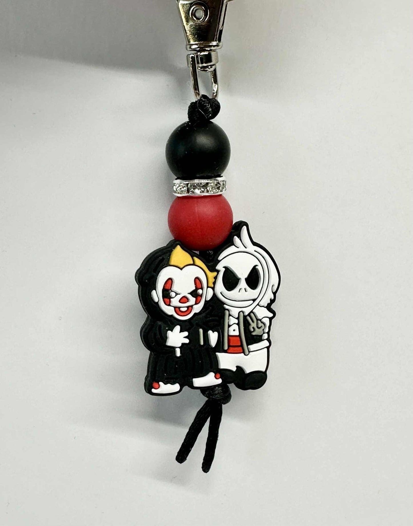 Halloween Clown Keychain, Silicone Bead Keychain, Zipper Pull