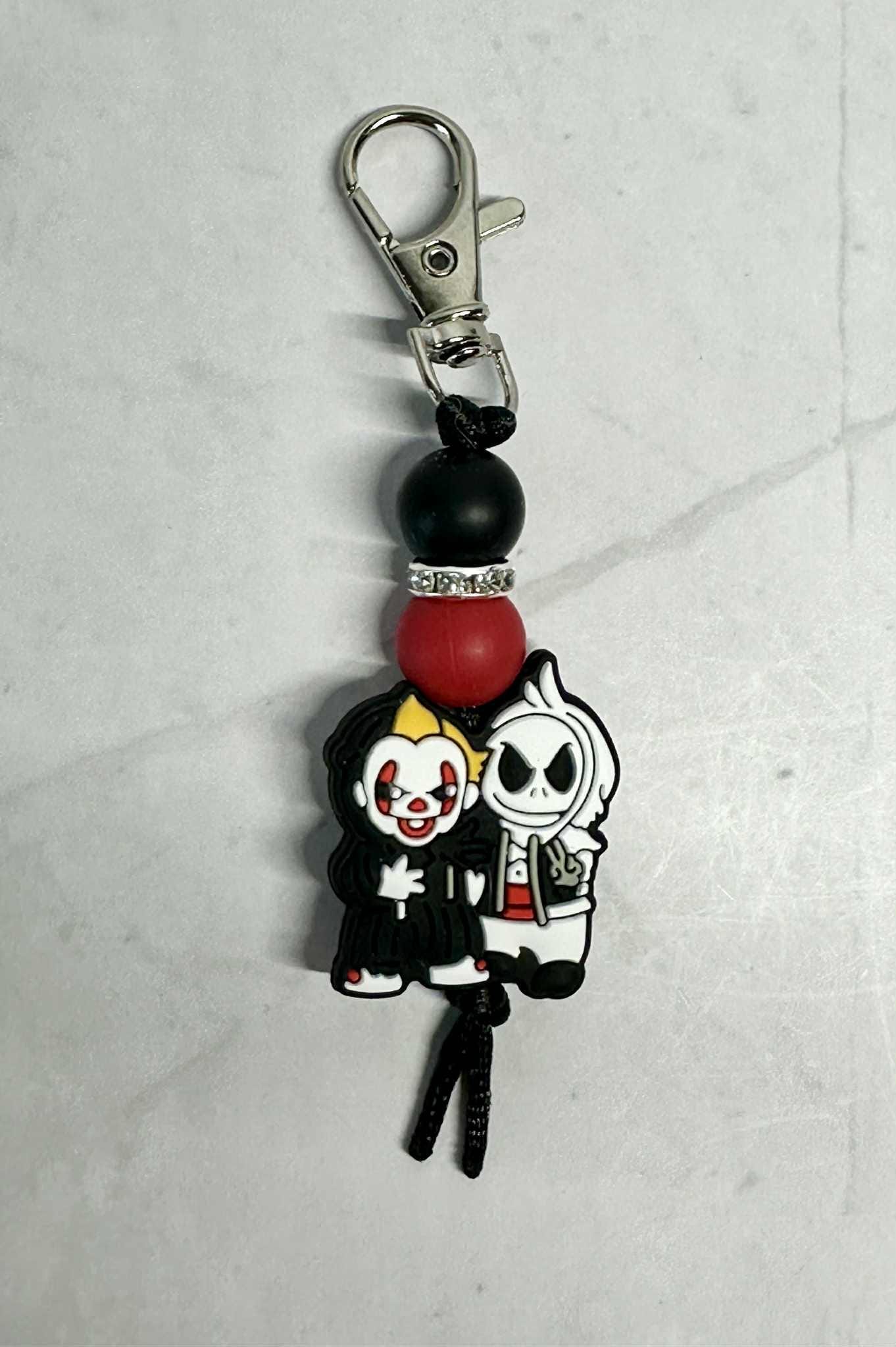 Halloween Clown Keychain, Silicone Bead Keychain, Zipper Pull