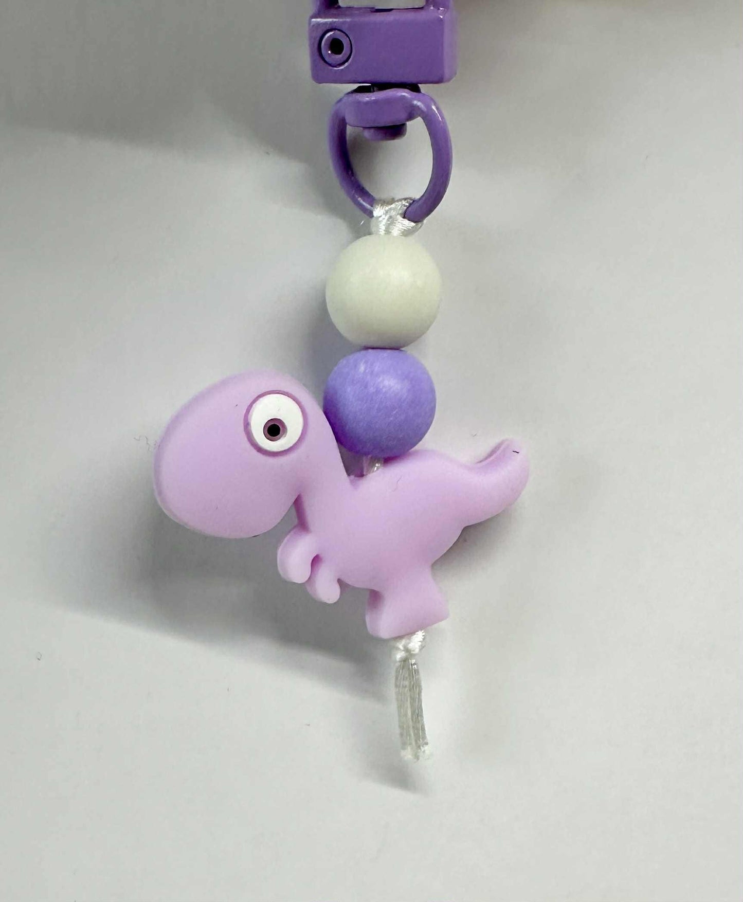 Cute Dinosaur Keychain, Silicone Bead Keychain, Zipper Pull