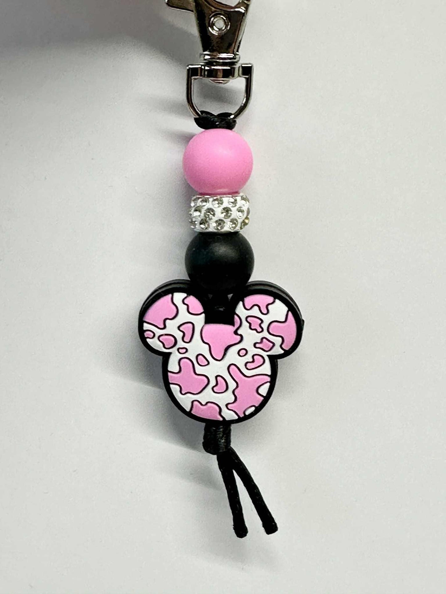 Cute Cartoon Ears Keychain, Silicone Bead Keychain, Zipper Pull