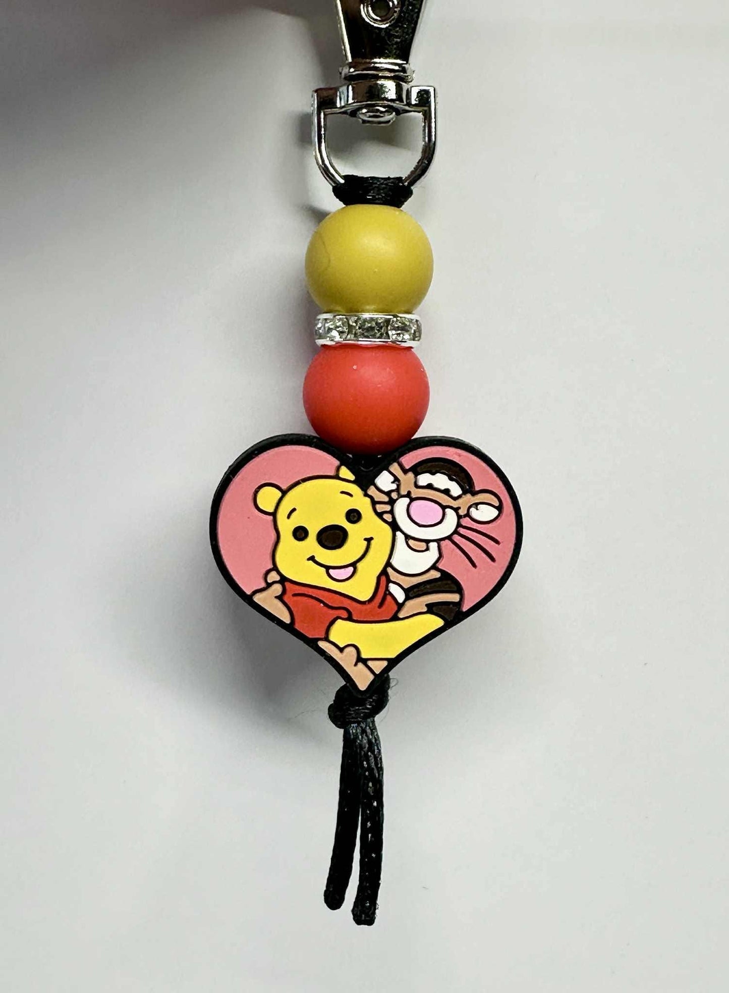 Bear Friends Heart Keychain, Silicone Bead Keychain, Zipper Pull