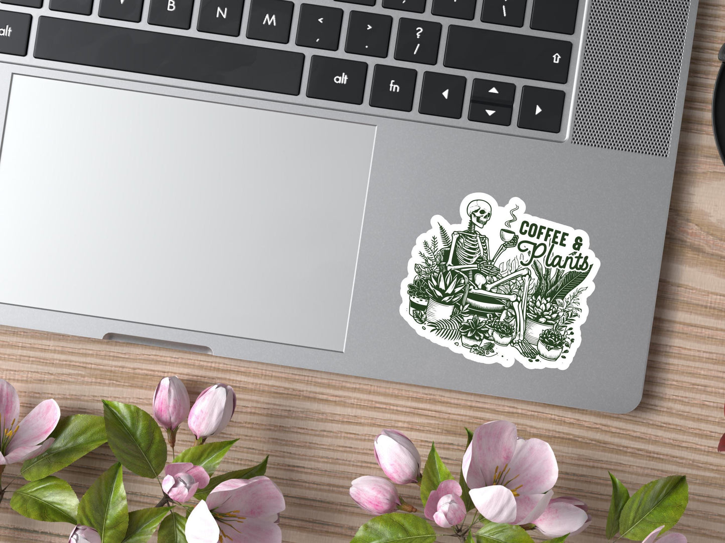 Coffee & Plants Skeleton Sticker