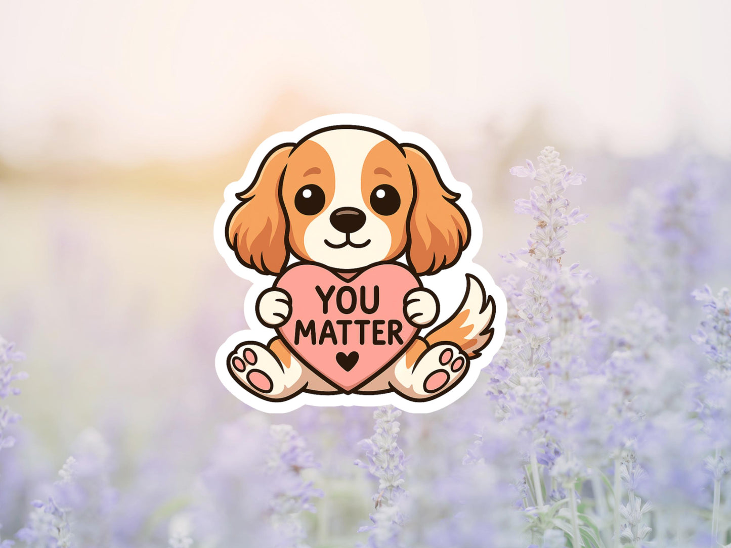You Matter Cute Dog with Heart Sticker
