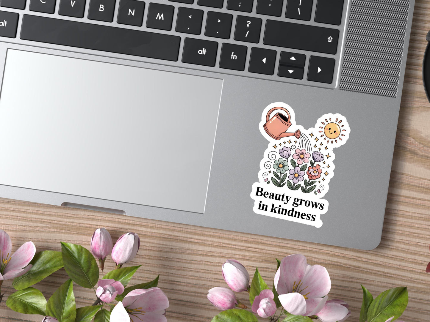 Beauty Grows In Kindness Flower and Watering Can Sticker