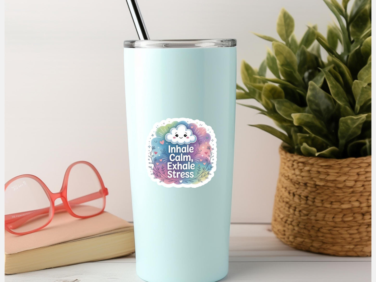 Inhale Calm, Exhale Stress Sticker