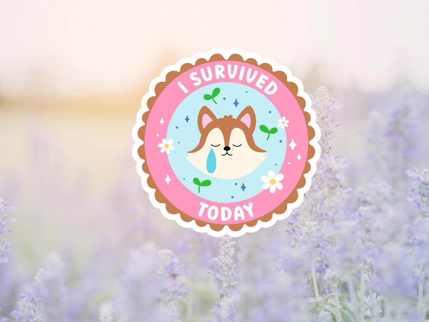 I Survived Today Cute Fox Sticker