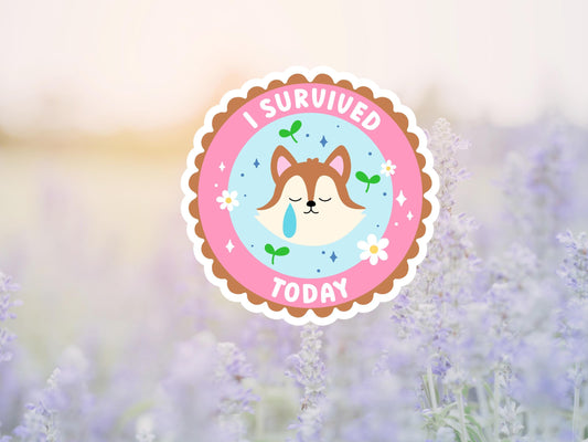 I Survived Today Cute Fox Sticker