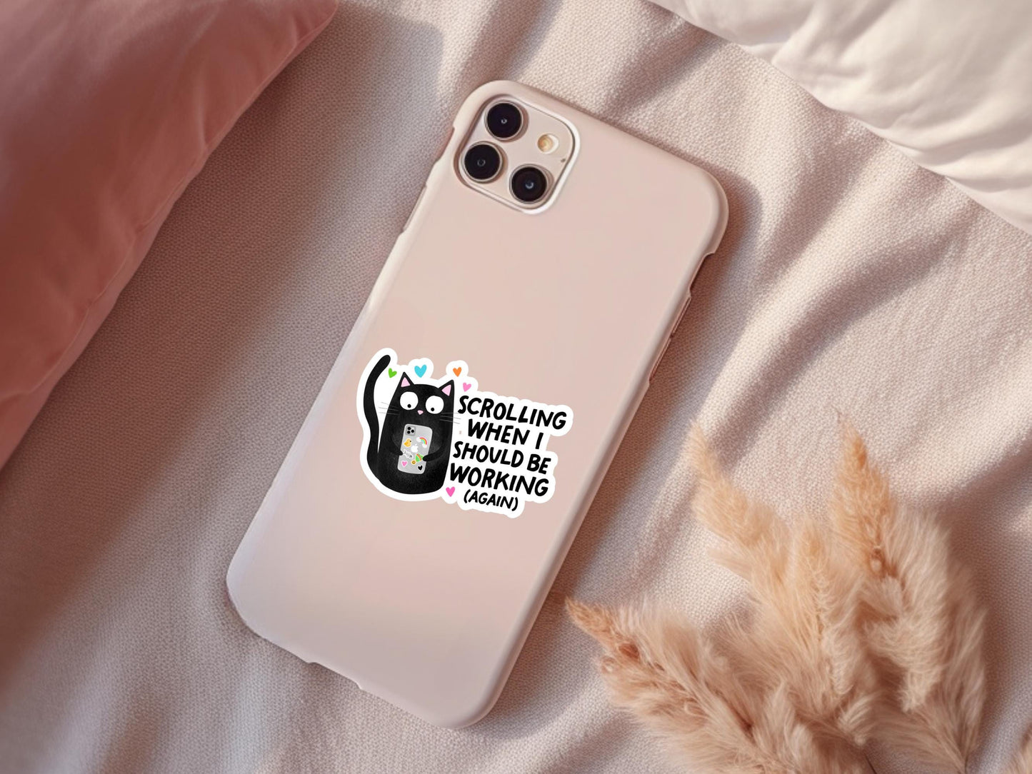 Scrolling When I Should Be Working Black Cat Sticker