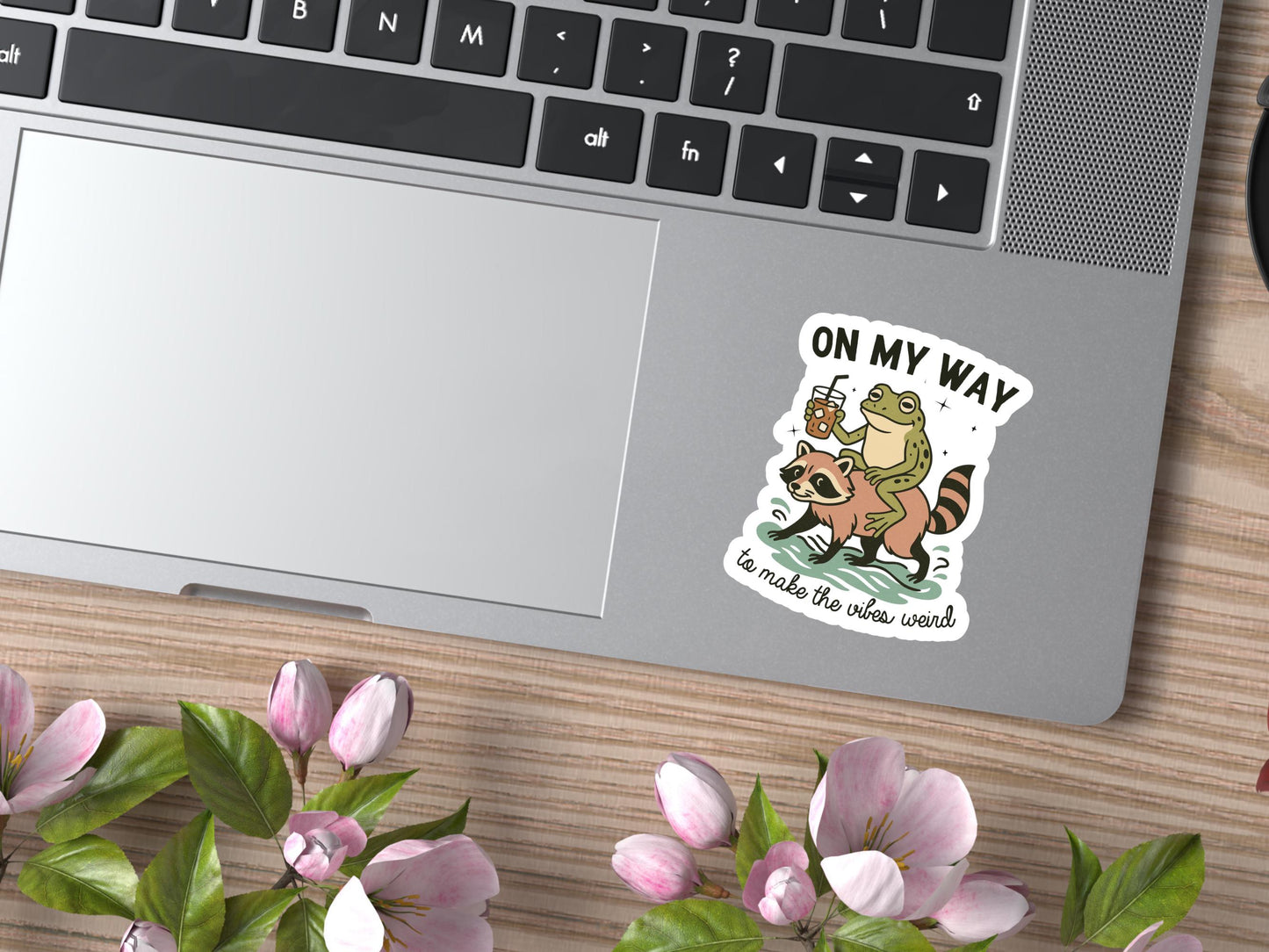 On My Way To Make The Vibes Weird Frog and Raccoon Sticker