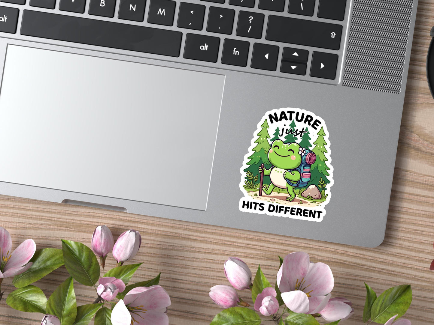 Nature Just Hits Different Cute Frog Hiking Sticker