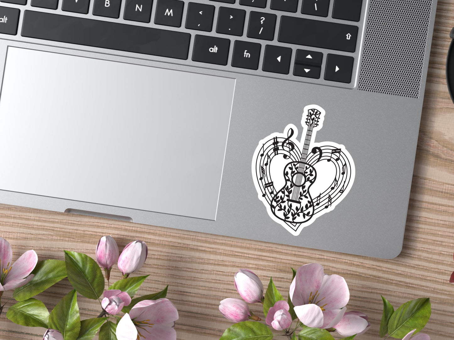 Guitar Heart and Music Notes Sticker