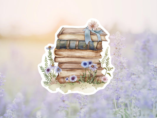 Vintage Pastel Watercolor Book Stack Sticker