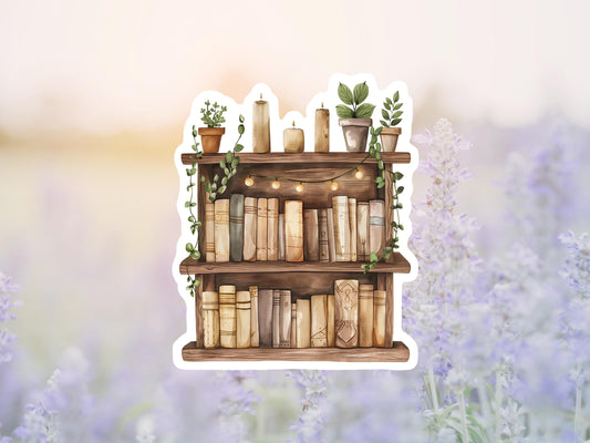 Vintage Bookcase With Greenery Sticker